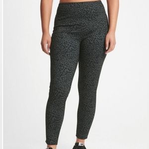 GAP Leopard Print Mid-Rise Stretch Charcoal Leggings Size Medium